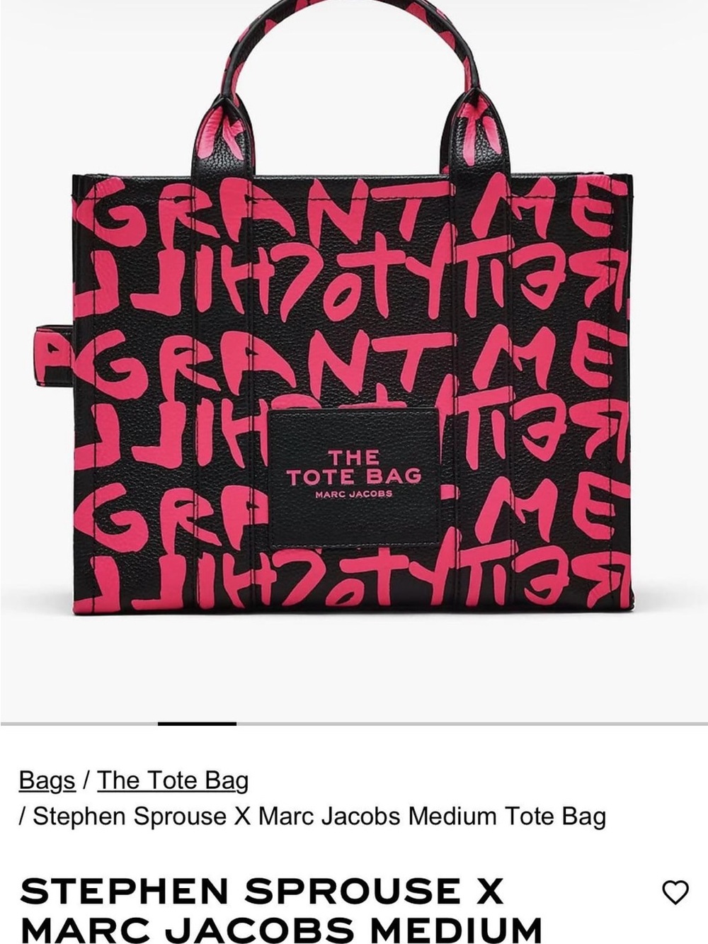Marc Jacobs Black & Hot Pink Graffiti Spouse Tote NIB
